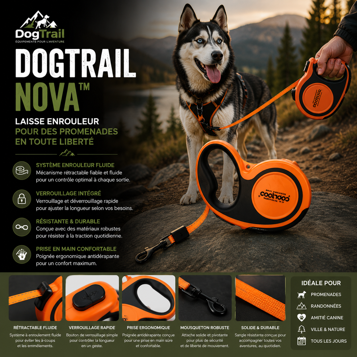 Laisse enrouleur DogTrail Nova™
